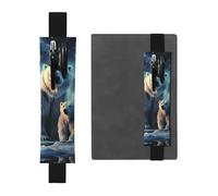 FJWSLCH Porte-stylo réglable avec bande élastique - En cuir synthétique - Pour journaux - Couverture rigide - Ours polaire - Aurore boréale - Peut contenir 2 à 3 stylos - Noir, Noir , Taille unique