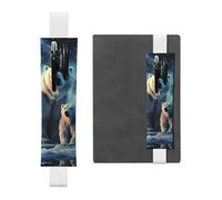 FJWSLCH Porte-stylo réglable avec bande élastique - En cuir synthétique - Pour journaux - Couverture rigide - Ours polaire - Aurore boréale - Peut contenir 2 à 3 stylos - Noir, blanc, Taille unique