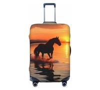 FJWSLCH Sunsets Lake Horses Housse de bagage pour valise, approuvée par la TSA, élastique, anti-rayures, housse de protection lavable, convient aux bagages de 45,7 à 81,3 cm, Noir , L