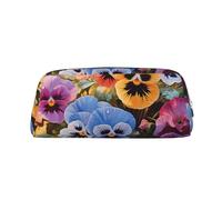 FJWSLCH Trousse de maquillage de voyage pour homme et femme avec fermeture éclair Motif fleurs de pensée, Argenté, One Size