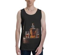 FJWSLCH Whisky Beer Pictures Débardeur pour homme, coupe classique, chemise sans manches, chemise de sport à séchage rapide, t-shirt d'été, Noir/blanc, S