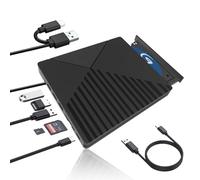 FJXMZQ Lecteur CD DVD Externe pour PC, CD/DVD +/-RW Graveur Enregistreur USB 3.0 et Type-C, Portable Mince Graveur DVD Externe Player pour Windows PC Laptop Desktops 10/8/7/XP/Vista/Linux/Mac OS