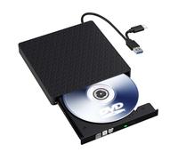 FJXMZQ Lecteur CD DVD Externe pour PC,Graveur Enregistreur USB 3.0 et Type-C CD/DVD +/-RW, Portable Mince Graveur DVD Externe Player pour Windows PC Laptop Desktops 11/10/8/7/XP/Vista/Linux/Mac OS