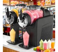 FJYAWEN Machine à Boissons Glacées 2 L*2, Granités Machine à Desserts Glacés, Refroidissement Rapide par Compresseur,7 Programmes,Cocktails Glacés,Frappés,Margaritas,Milkshakes Et Jus Glacés Black