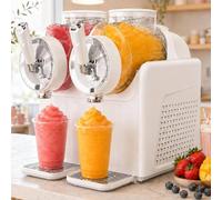 FJYAWEN Machine à Granité 2x2 L avec 7 Programmes Prédéfinis, Machine à Boissons Glacées Autonettoyante, Préparation en 20-30 Min, pour Granitas Margarita Milk-Shake Restaurant Café Bar Maison White