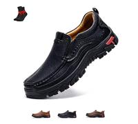 FJZFXKZL Bottes orthopédiques en Cuir à Enfiler for Hommes, Nouvelles Bottes de Conduite Faites la Main au Printemps, Chaussures élégantes et décontractées(Black,39 EU)