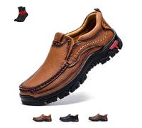 FJZFXKZL Bottes orthopédiques en Cuir à Enfiler for Hommes, Nouvelles Bottes de Conduite Faites la Main au Printemps, Chaussures élégantes et décontractées(Light Brown,43 EU)