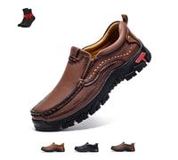 FJZFXKZL Bottes orthopédiques en Cuir à Enfiler for Hommes, Nouvelles Bottes de Conduite Faites la Main au Printemps, Chaussures élégantes et décontractées(Dark Brown,43 EU)