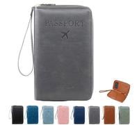 FJZFXKZL Étui for Passeport, Portefeuille RFID, Multifonction, for Les Essentiels de Voyage et de Vacances - Étui Portefeuille for Voyage, Femmes et Hommes(Grey)