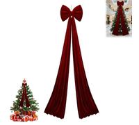 FJZFXKZL Nœuds Décoratifs Extra Larges en Velours for Noël, Grand Nœud Rouge De 79 X 16 Pouces, À Poser sur Le Sapin, La Cheminée, Le Mur Ou La Porte.(Wine Red)