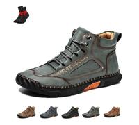 FJZFXKZL The First Young Shoes Men, bottes de conduite rétro en cuir faites à la main, confortables et faciles à enfiler, idéales for les voyages et les activités de plein air.(Green,48 EU)