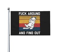 Fk Around et FindFlag pour chambre d'adolescent, drapeaux vintage double face, art mural pour patio 3 x 5 pieds, Fk Around et FindTapestry pour bureau
