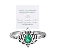 FK MY TRAUMA - Bague de promesse en argent sterling S925 avec fleur de lotus incrustée de zircon - Bague inspirante pour vous rappeler de laisser tomber votre traumatisme de manière ludique, sans boue