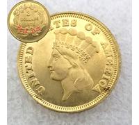 FKaiYin Liberty Réplique de pièces anciennes - 1876 US Nickel 3 Dollar Morgan Dollar Coin- American Commémorative Uncirculated Old Coin Cadeau pour papa/ami/mari Expérience future