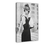 FKBALCZ Impression sur toile Audrey Hepburn, Breakfast at Tiffany - Décoration murale pour salon, chambre à coucher - 50 x 75 cm