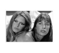 FKBALCZ Jane Birkin et Brigitte Bardot Impression sur toile Motif Don Juan Noir et blanc 40 x 60 cm