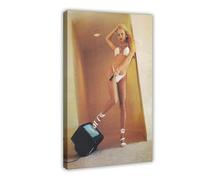 FKBALCZ Mini poster vintage original de Pamela Anderson sur toile avec clip de magazine - Décoration murale pour salon, chambre à coucher - 60 x 90 cm