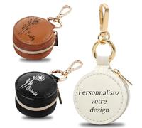 FKF Boîte à Bijoux Personnalisée Porte-Clés Avec Gravure Nom Petite Icône, écrin Bague De Voyage Pour Femme, Petite Boite Bague Portable Avec Porte-Clés, Cadeaux Pour Sa Mère, Sa Dame (Fleur)
