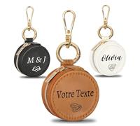 FKF Boîte à Bijoux Personnalisée Porte-Clés Avec Gravure Nom Petite Icône, écrin Bague De Voyage Pour Femme, Petite Boite Bague Portable Avec Porte-Clés, Cadeaux Pour Sa Mère, Sa Dame (Icône)