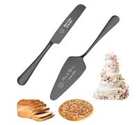 FKF Couteau et Serveur pour gâteaux de mariage, Vaisselle avec gravure de texte et de logo personnalisée, Set De Coupe et Tranche pour, Convient pour les fêtes, les pique-niques (Noir)