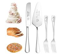FKF Couteau et Serveur pour gâteaux de mariage, Vaisselle avec gravure de texte et de logo personnalisée, Set De Coupe et Tranche pour, Convient pour les fêtes, les pique-niques (Style-4)