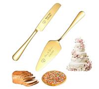 FKF Couteau et Serveur pour gâteaux de mariage, Vaisselle avec gravure de texte et de logo personnalisée, Set De Coupe et Tranche pour, Convient pour les fêtes, les pique-niques (Or)