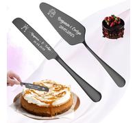 FKF Ensemble Couteaux et de Serveurs à Gâteau Mariage Personnalisés, Ensemble Sculpture et de Découpe de Gâteau Personnalisé, Cadeau Personnalisé pour Anniversaire, Saint-Valentin ou Noël (Noir)