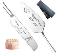 FKF Mariage Couteau à Gâteau Personnalisé et Ensemble de Serveur Ensemble de Couteaux à Gâteau de Mariage Personnalisés avec Gravure pour Anniversaire Mariage Cadeau (Couteau à Gâteau en Argent)