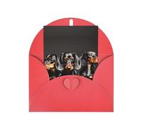 FKGKDF Carte de vœux avec impression de trois teckels, papier nacré avec enveloppe, pour Noël/anniversaire/Saint-Valentin