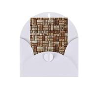 FKGKDF Carte de vœux avec imprimé liège de vin, papier nacré avec enveloppe, pour Noël/anniversaire/Saint-Valentin