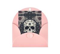 FKGKDF Carte de vœux avec motif tête de mort et fleurs - Papier nacré avec enveloppe - Pour Noël/anniversaire/Saint-Valentin