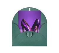 FKGKDF Carte de vœux élégante violette à talons hauts avec imprimé rouge à lèvres, papier nacré avec enveloppe, pour Noël/anniversaire/Saint-Valentin