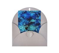 FKGKDF Carte de vœux imprimée bleu tortue de mer, papier nacré avec enveloppe, pour Noël/anniversaire/Saint-Valentin
