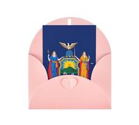 FKGKDF Carte de vœux imprimée drapeau de l'État de New York, papier nacré avec enveloppe, pour Noël/anniversaire/Saint-Valentin