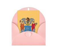 FKGKDF Carte de vœux imprimée drapeau du New Jersey, papier nacré avec enveloppe, pour Noël/anniversaire/Saint-Valentin