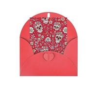 FKGKDF Carte de vœux imprimée tête de mort et feuilles vertes, papier nacré avec enveloppe, pour Noël/anniversaire/Saint-Valentin