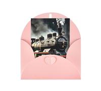 FKGKDF Carte de vœux imprimée train locomotive à vapeur, papier nacré avec enveloppe, pour Noël/anniversaire/Saint-Valentin