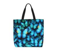 FKGKDF De nombreux sacs fourre-tout à imprimé papillon bleu, grande capacité, sac à bandoulière à fermeture éclair, pour le shopping, le travail, le quotidien