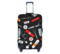 FKGKDF Housse de bagage à motif de médecine de dessin animé pour valises, housse de protection de voyage, installation simple et pratique, Blanc, Medium, tendance.