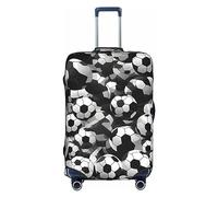 FKGKDF Housse de bagage noire et blanche avec motif ballon de football pour valises, housse de protection de voyage, installation simple et pratique, Blanc, Small, tendance.