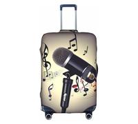 FKGKDF Housse de protection pour valises avec microphone et notes de musique - Installation simple et pratique, blanc, Large, Tendance