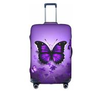 FKGKDF Jolie housse de bagage à motif papillons violets pour valises, housse de protection de voyage, installation simple et pratique, blanc, Medium, Tendance