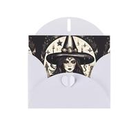 FKGKDF Magic Witchcraft Cartes de vœux avec enveloppes Motif sorcière bohème Pour Noël et anniversaires