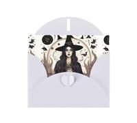 FKGKDF Magic Witchcraft Cartes de vœux avec enveloppes Motif sorcière bohème Pour Noël et anniversaires