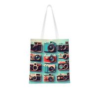 FKGKDF Retro Cool Camera Collection Sac fourre-tout en toile polyester avec poignées renforcées, réutilisable