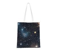 FKGKDF Sac fourre-tout en toile polyester avec poignées renforcées, motif constellation, amas d'étoiles, galaxies, réutilisable