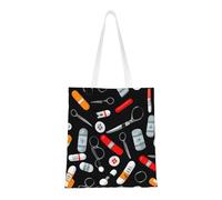 FKGKDF Sac fourre-tout en toile polyester avec poignées renforcées, réutilisable et motif de médecine de dessin animé