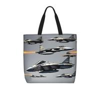 FKGKDF Sac fourre-tout imprimé avions de combat, grande capacité, sac à bandoulière zippé, pour le shopping, le travail, le quotidien