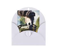 FKGKDF Steam Little Train Carte de vœux imprimée Papier nacré avec enveloppe pour Noël/anniversaire/Saint-Valentin