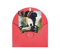 FKGKDF Steam Little Train Carte de vœux imprimée Papier nacré avec enveloppe pour Noël/anniversaire/Saint-Valentin